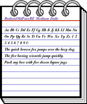 BodoniOldFaceBE-Medium MediumItalic animated font preview