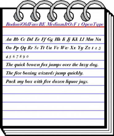 Bodoni Old Face BE Medium Italic OsF animated font preview