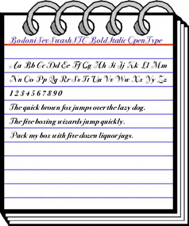 Bodoni Sev Swash ITC Bold Italic animated font preview