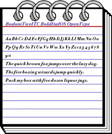 Bodoni Twelve ITC Bold Italic OS animated font preview