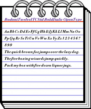 Bodoni Twelve ITC Std Bold Ita animated font preview
