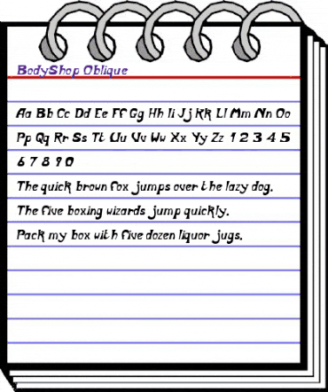 BodyShop Oblique animated font preview