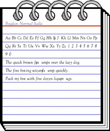 Bogdan-Normal-Italic Regular animated font preview