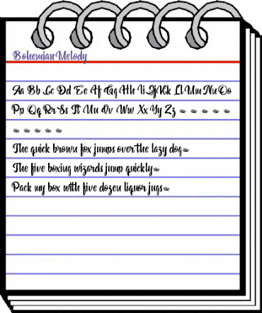 Bohemian Melody Regular animated font preview