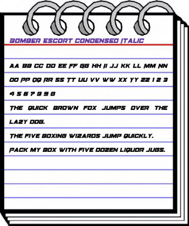 Bomber Escort Condensed Italic Regular animated font preview