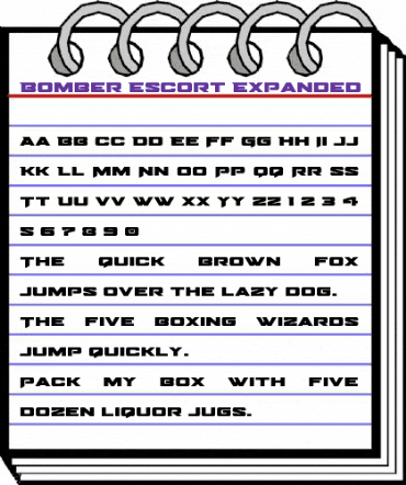 Bomber Escort Expanded Regular animated font preview