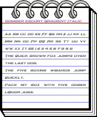 Bomber Escort Gradient Italic Regular animated font preview