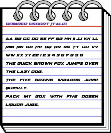 Bomber Escort Italic Regular animated font preview