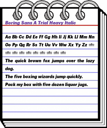 Boring Sans A Trial Heavy Italic animated font preview