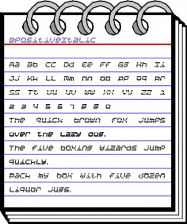 BpositiveItalic Regular animated font preview