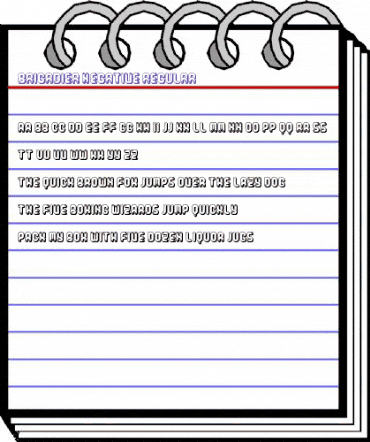 Brigadier Negative Regular animated font preview