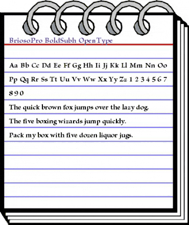 Brioso Pro Bold Subhead animated font preview