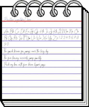 Bristine Signature Demo Regular animated font preview