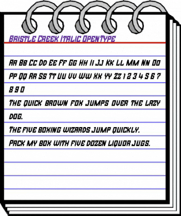 Bristle Creek Italic Regular animated font preview