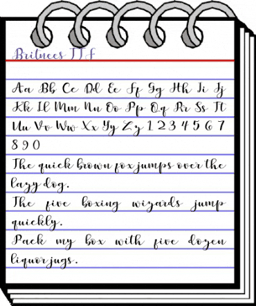 Britnees Script Regular animated font preview