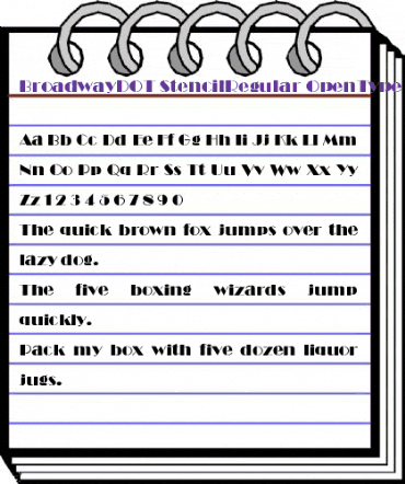 Broadway D OT Stencil Regular animated font preview