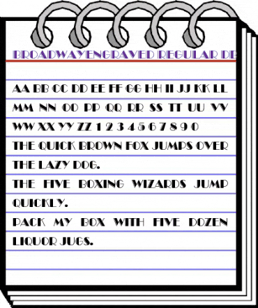 BroadwayEngraved DB Regular animated font preview