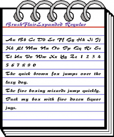 BrushFlairExpanded Regular animated font preview