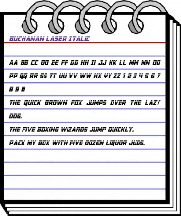 Buchanan Laser Italic Italic animated font preview