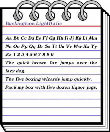 Buckingham LightItalic animated font preview