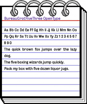 BureauGrotFiveThree Regular animated font preview