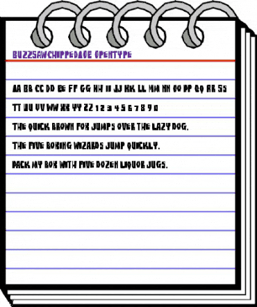 BuzzSawChippedAOE Regular animated font preview