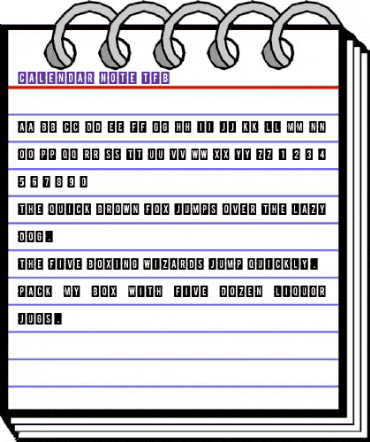 calendar note tfb Regular animated font preview
