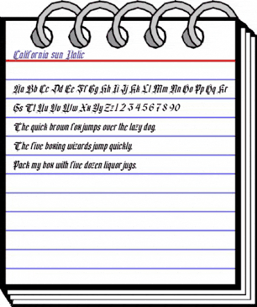 California sun Italic animated font preview