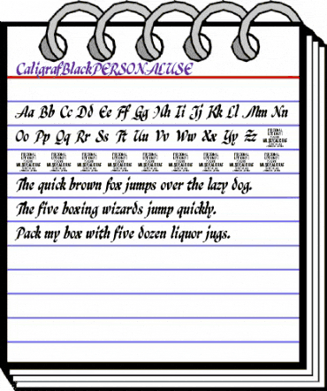 Caligraf Black PERSONAL USE Regular animated font preview