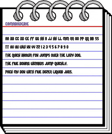 Camaraderie Regular animated font preview