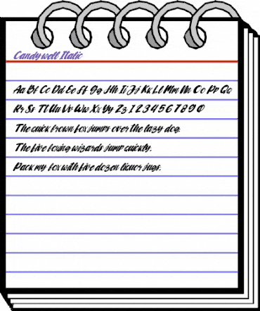 Candywell Italic Regular animated font preview