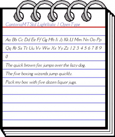 Cantoria MT Std Light Italic animated font preview Cantoria MT Std Light Italic animated font preview