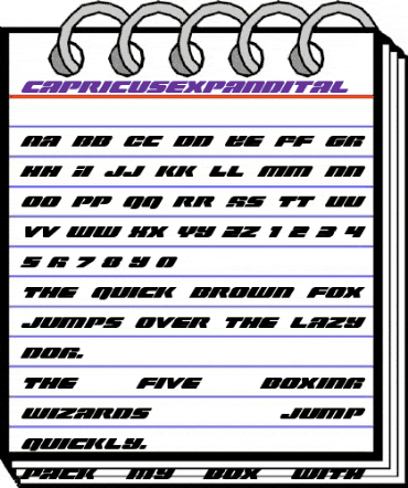 Capricus Expanded Italic Expanded Italic animated font preview