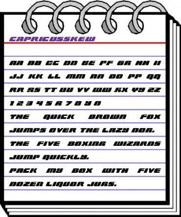 Capricus Skewed Regular animated font preview