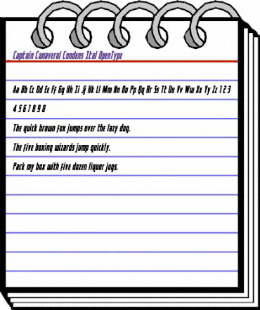 Captain Canaveral Condens Ital Condensed Italic animated font preview