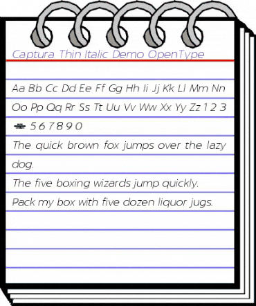 Captura Thin Italic Demo animated font preview Captura Thin Italic Demo animated font preview