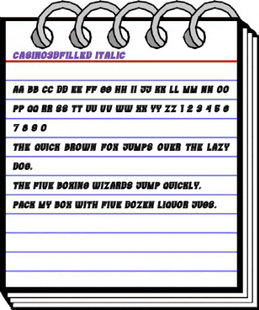 Casino 3D Filled Italic animated font preview