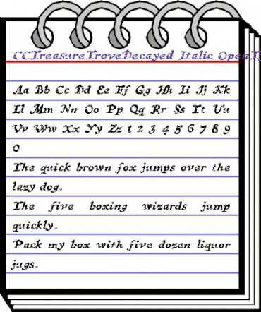 CCTreasureTroveDecayed Italic animated font preview