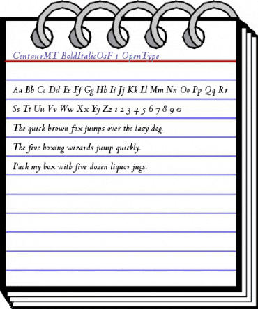 Centaur MT Bold Italic OsF animated font preview