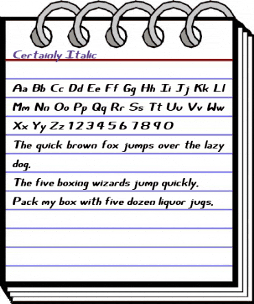 Certainly Italic animated font preview Certainly Italic animated font preview