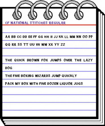 CF National Stitches Regular animated font preview CF National Stitches Regular animated font preview
