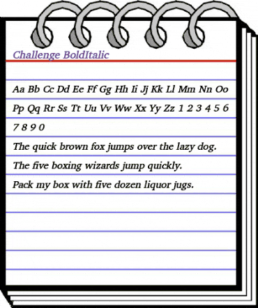 Challenge BoldItalic animated font preview Challenge BoldItalic animated font preview