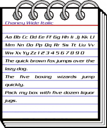 Chaney Wide Italic animated font preview