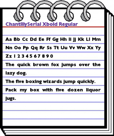 ChantillySerial-Xbold Regular animated font preview