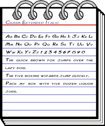 Chasm Extended Italic animated font preview Chasm Extended Italic animated font preview