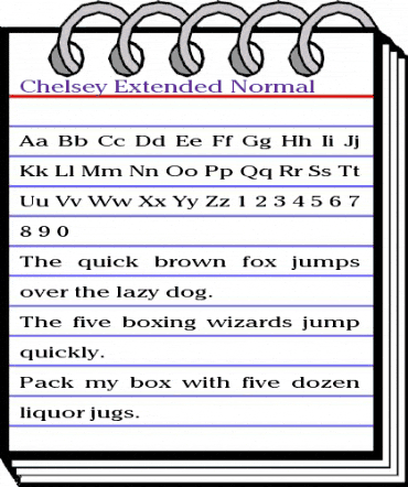 Chelsey Extended Normal animated font preview
