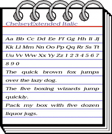 ChelseyExtended Italic animated font preview