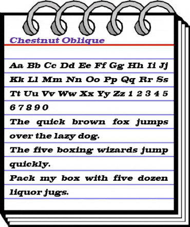 Chestnut Oblique animated font preview