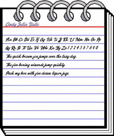 Cindy Julia Italic animated font preview