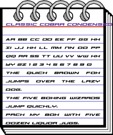 Classic Cobra Condensed Italic Condensed Italic animated font preview